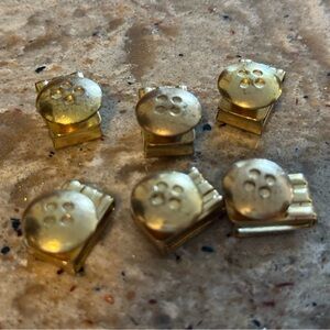 Retro Gold Bracetec Button-Style Suspender Clips Set of 6